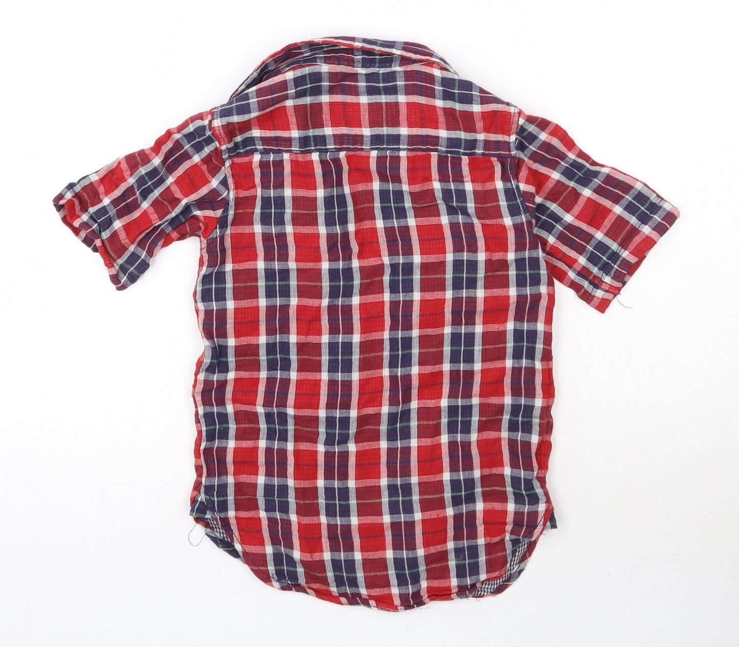 River Island Boys Red Check Polyester Basic Button-Up Size 4 Years Collared Button