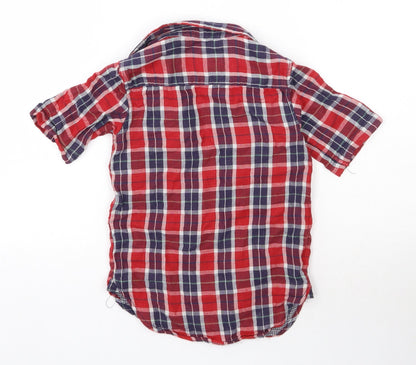 River Island Boys Red Check Polyester Basic Button-Up Size 4 Years Collared Button