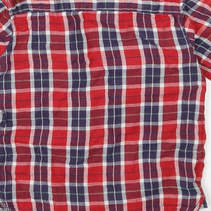 River Island Boys Red Check Polyester Basic Button-Up Size 4 Years Collared Button