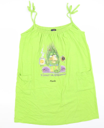 AJ Apparel Womens Green  Cotton A-Line  One Size  Scoop Neck
