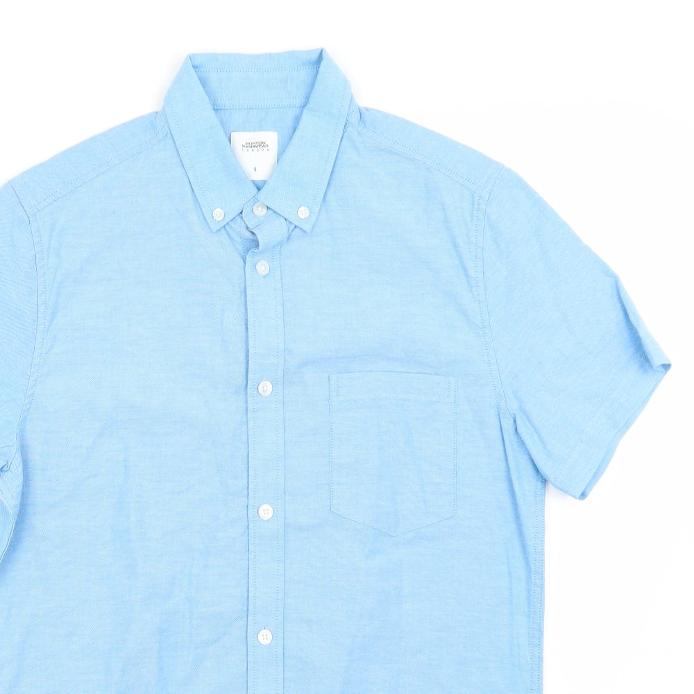 Mens UK Size S Burton Blue  Button-Up Short Sleeve Casual Shirt