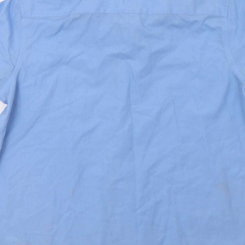 M&S Boys Blue  Polyester Basic Button-Up Size 15-16 Years Collared