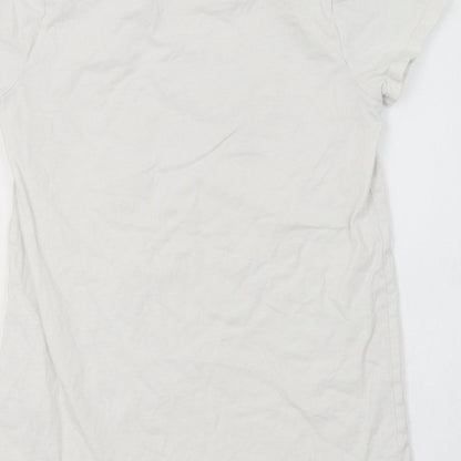 Nutmeg Girls White  Cotton Basic T-Shirt Size 12 Years Crew Neck  - Unicorn