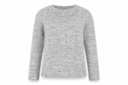 Front view of Matalan girls’ grey crew neck polyester jumper, size 12-13, years