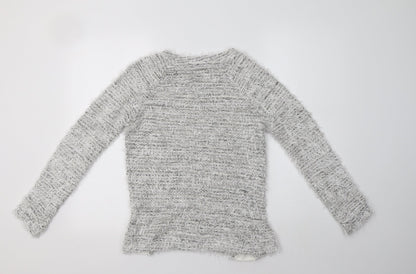 Back view of Matalan girls’ grey crew neck polyester jumper, size 12-13, years