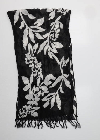 Additional front view of Preworn women’s black floral viscose shawl/wrap
