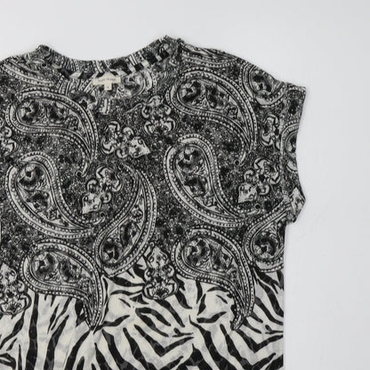 River Island Womens Black Paisley Polyester Basic Blouse Size 8 Crew Neck