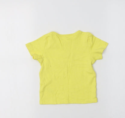 George Baby Yellow  Cotton Basic T-Shirt Size 9-12 Months Crew Neck  - Unicorn