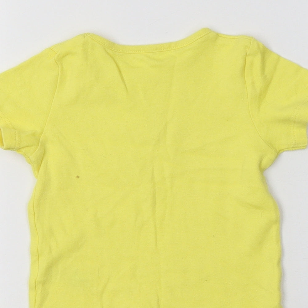 George Baby Yellow  Cotton Basic T-Shirt Size 9-12 Months Crew Neck  - Unicorn