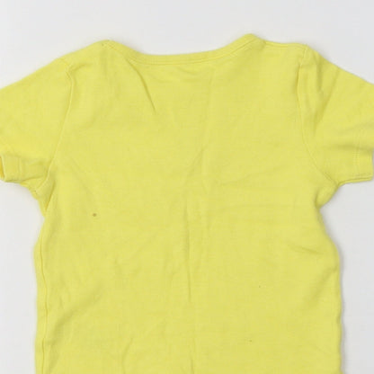 George Baby Yellow  Cotton Basic T-Shirt Size 9-12 Months Crew Neck  - Unicorn