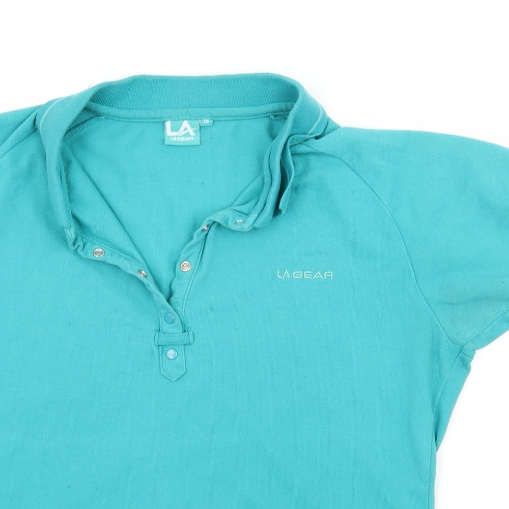 LA Gear Womens Green  Polyester Basic T-Shirt Size 18 Collared