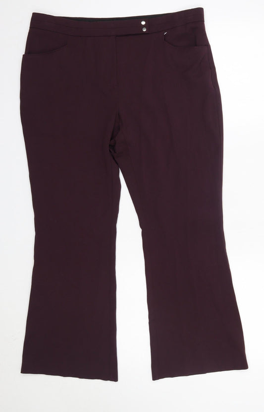Womens UK Size 14 M&S Regular Fit Dress Pants Purple Trousers