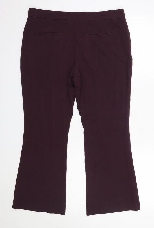 Womens UK Size 14 M&S Regular Fit Dress Pants Purple Trousers