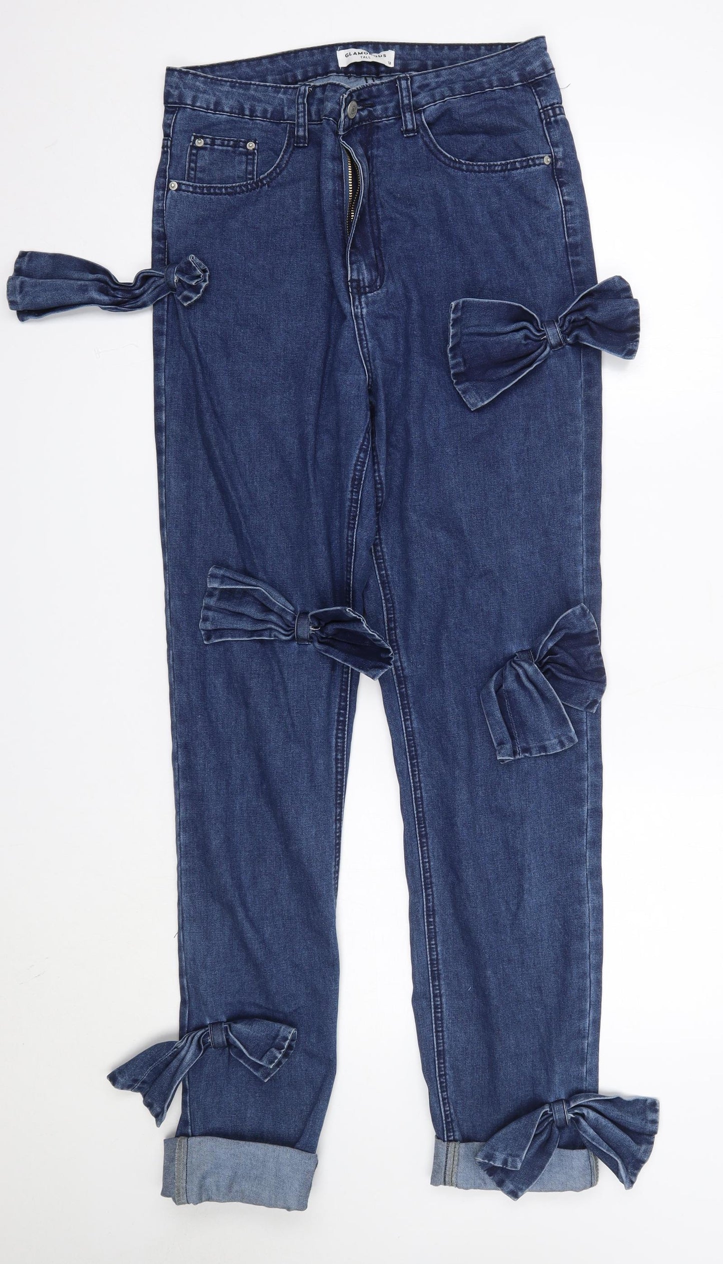 Glamorous Womens Blue  100% Cotton Skinny Jeans Size 12 L31 in Regular