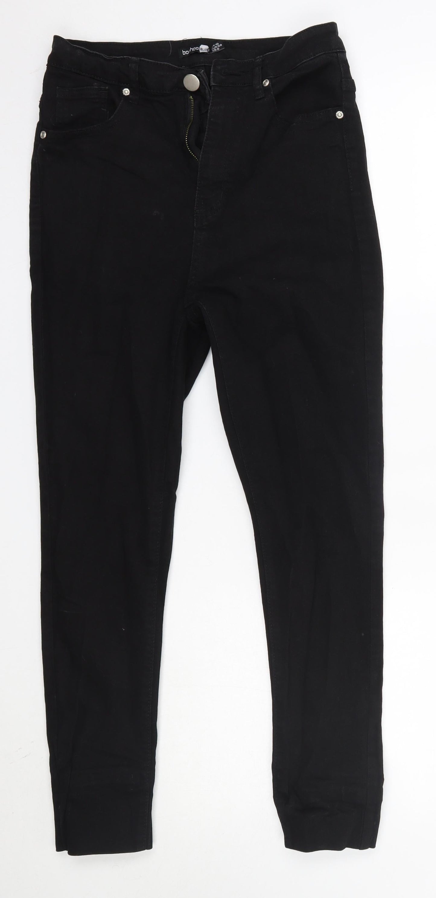 Boohoo Womens Black  Cotton Skinny Jeans Size 10 L26 in Regular