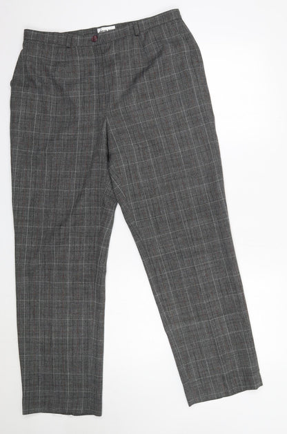 Classic Line Womens Grey Check Polyester Dress Pants Trousers Size 34 in L29 in Regular