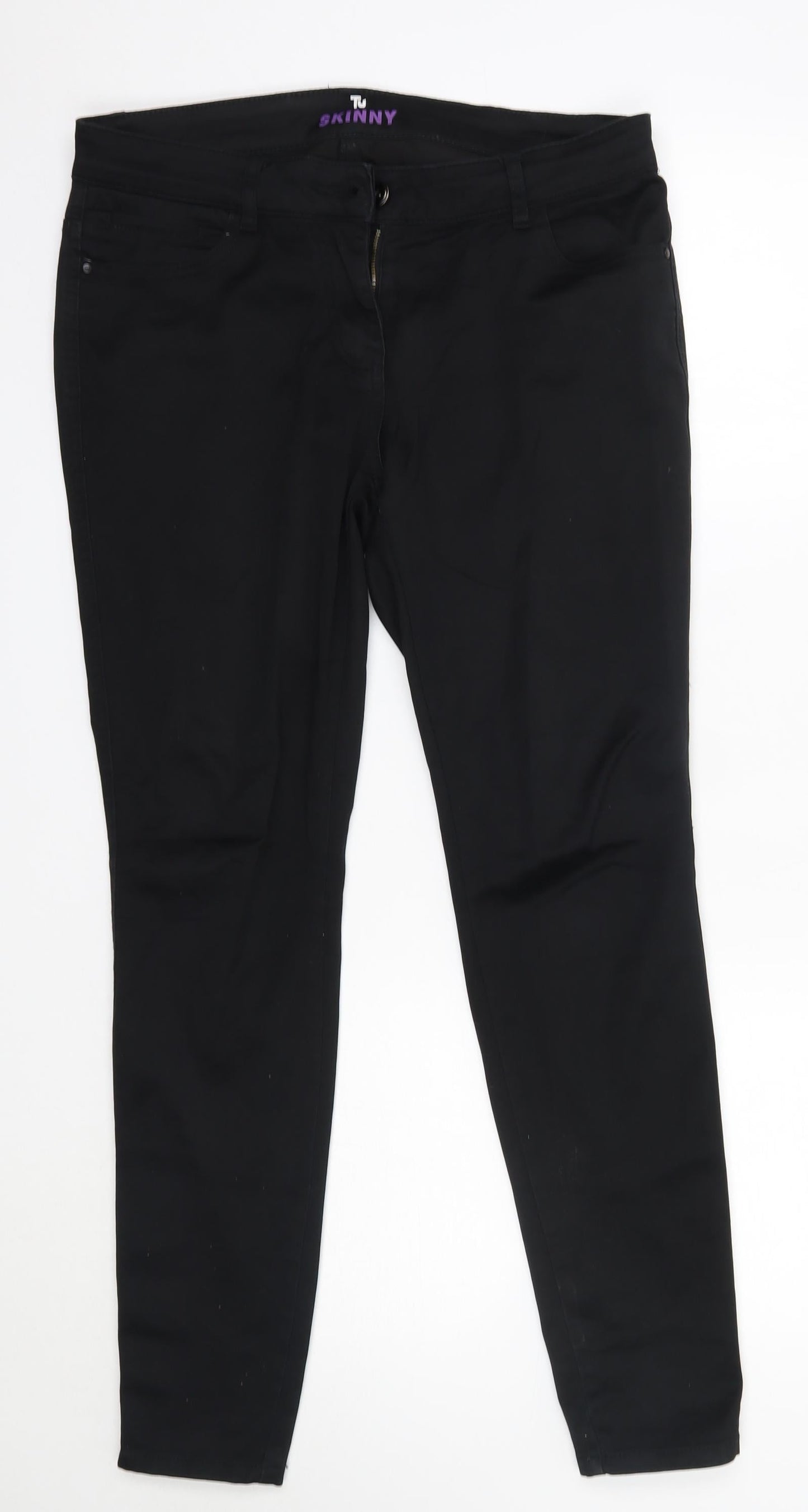 TU Womens Black  Cotton Skinny Jeans Size 12 L29 in Regular