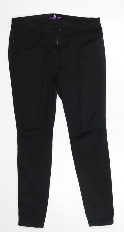 TU Womens Black  Cotton Skinny Jeans Size 12 L29 in Regular