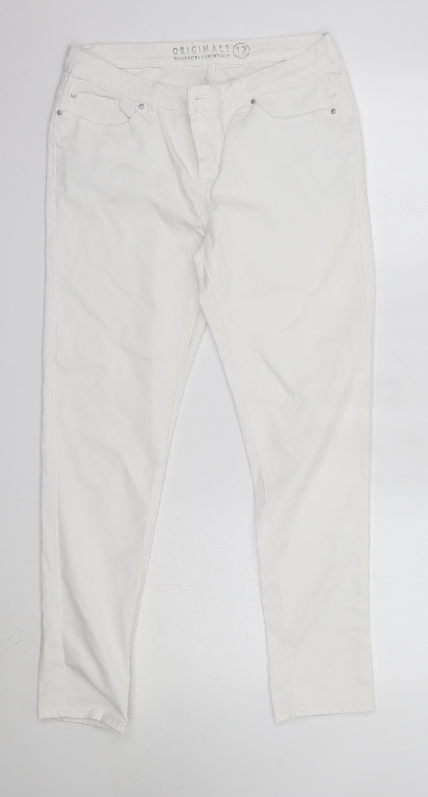 Originals Womens White  Cotton Skinny Jeans Size 12 L27 in Regular