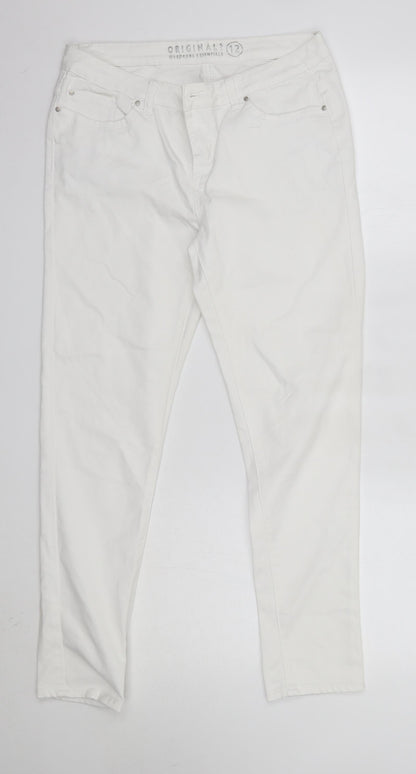 Originals Womens White  Cotton Skinny Jeans Size 12 L27 in Regular