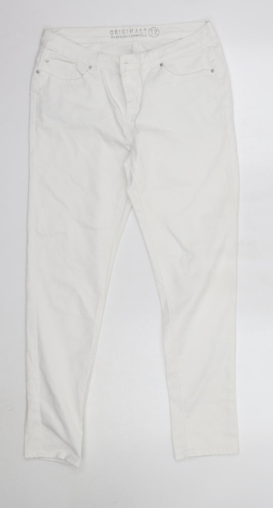 Originals Womens White  Cotton Skinny Jeans Size 12 L27 in Regular