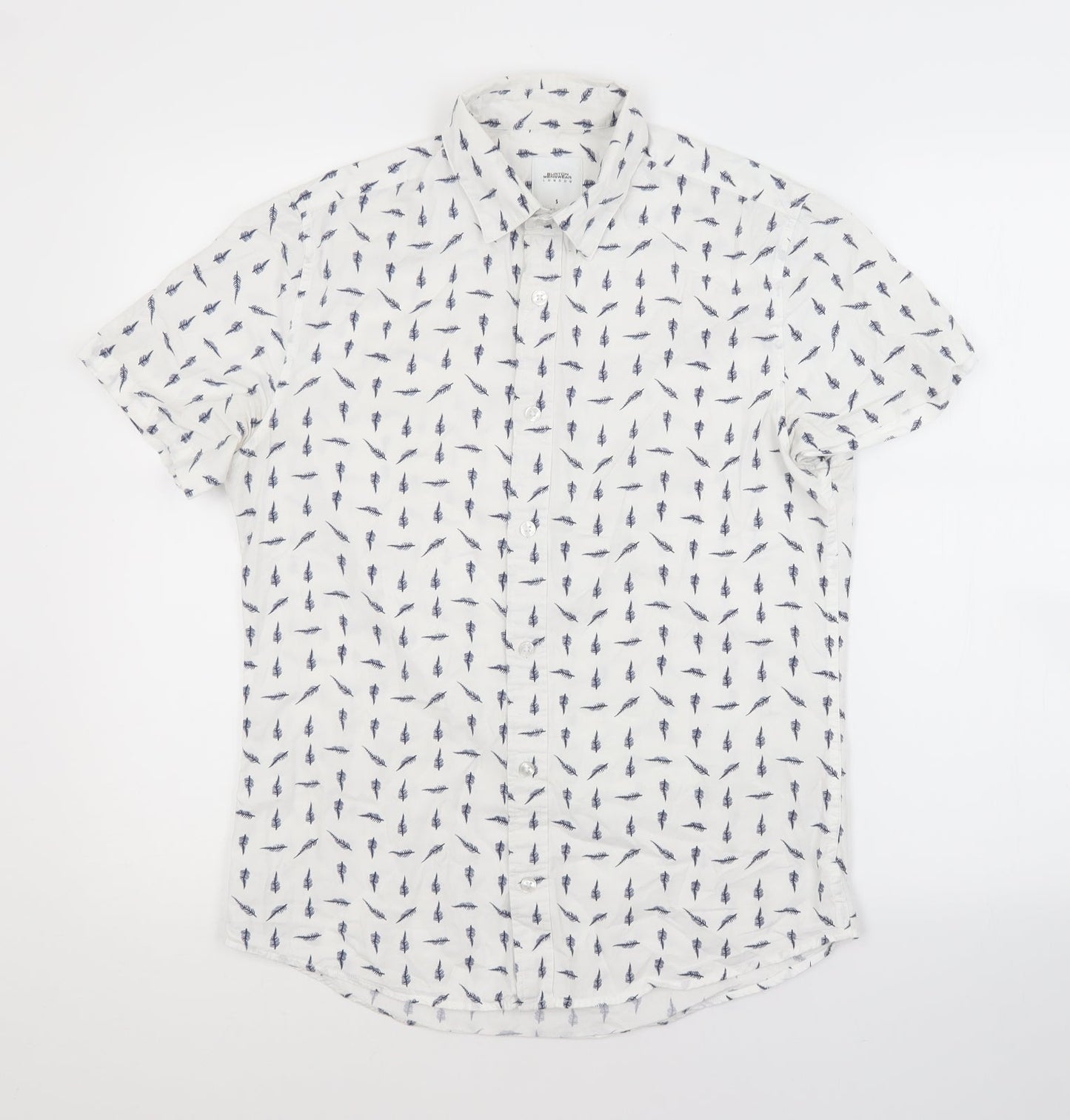 Mens UK Size S Burton White  Button-Up Short Sleeve Casual Shirt