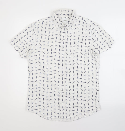 Mens UK Size S Burton White  Button-Up Short Sleeve Casual Shirt