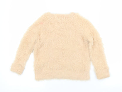H&M Girls Orange Crew Neck  Polyamide Pullover Jumper Size 5-6 Years