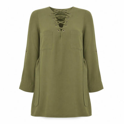 Cameo Rose Womens Green Polyester A-Line Size 8 V-Neck