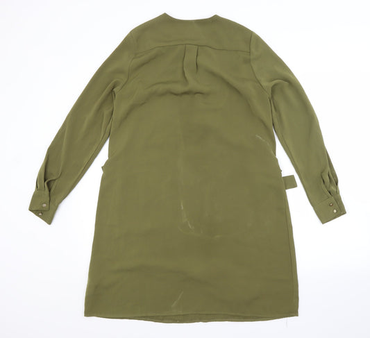 CAMEO ROSE Womens Green  Polyester A-Line  Size 8  V-Neck