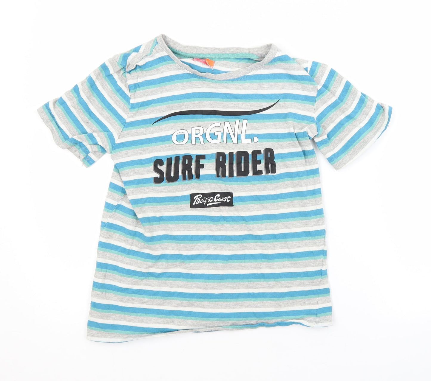 Lily & Dan Boys Multicoloured Striped Cotton Basic T-Shirt Size 11-12 Years Crew Neck