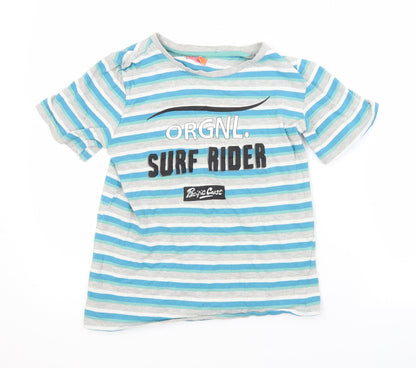 Lily & Dan Boys Multicoloured Striped Cotton Basic T-Shirt Size 11-12 Years Crew Neck