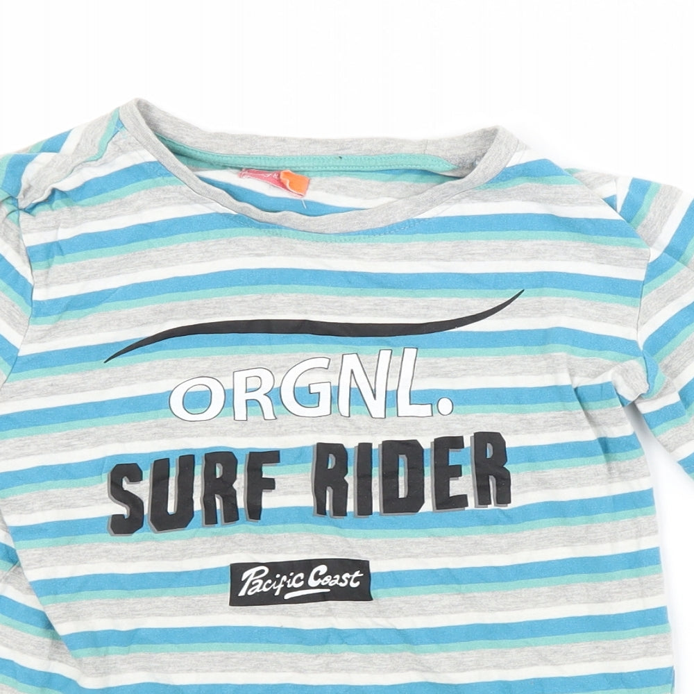 Lily & Dan Boys Multicoloured Striped Cotton Basic T-Shirt Size 11-12 Years Crew Neck