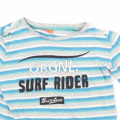 Lily & Dan Boys Multicoloured Striped Cotton Basic T-Shirt Size 11-12 Years Crew Neck