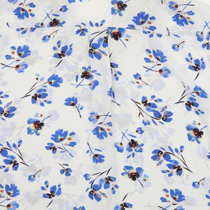 George Womens White Floral  Basic Button-Up  Collared