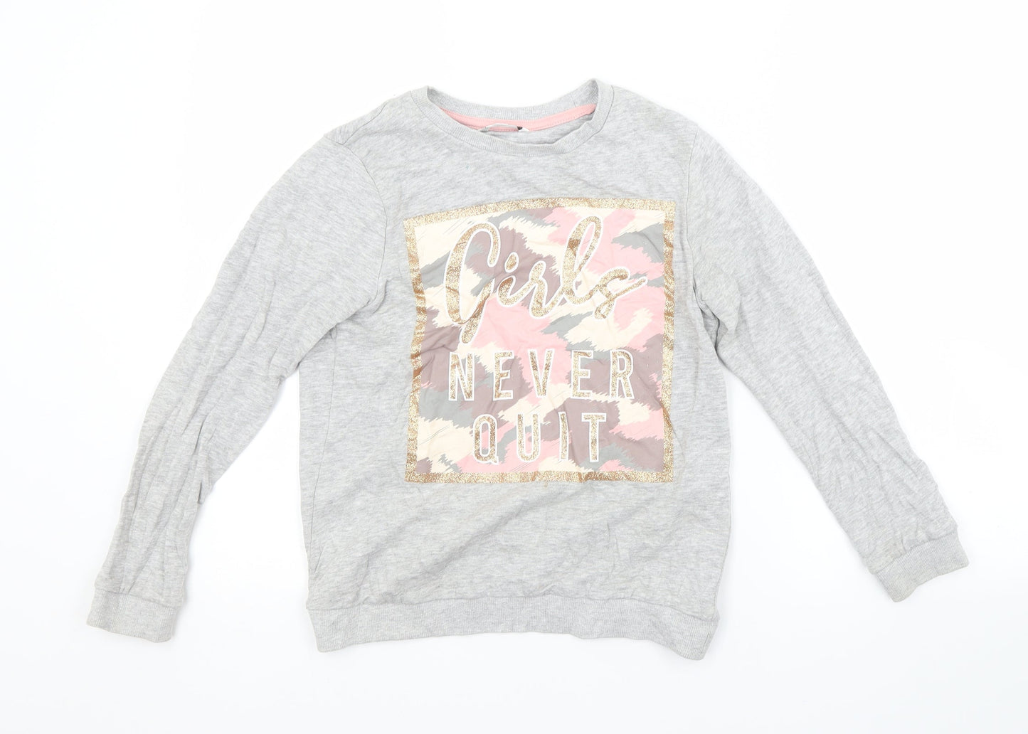 PEP&CO. Girls Grey  Cotton Pullover Sweatshirt Size 9-10 Years