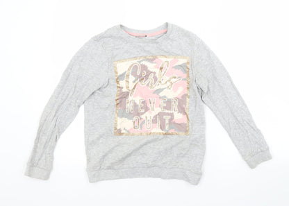 PEP&CO. Girls Grey  Cotton Pullover Sweatshirt Size 9-10 Years