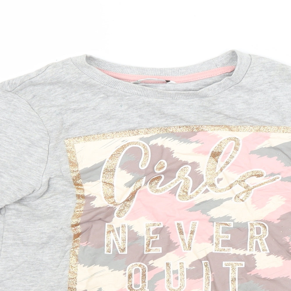 PEP&CO. Girls Grey  Cotton Pullover Sweatshirt Size 9-10 Years