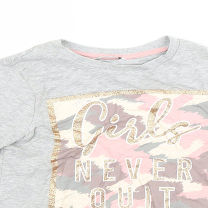 PEP&CO. Girls Grey  Cotton Pullover Sweatshirt Size 9-10 Years