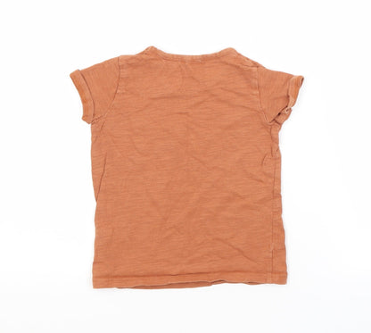 JAMIE KAY Boys Brown  Cotton Basic T-Shirt Size 2 Years Crew Neck
