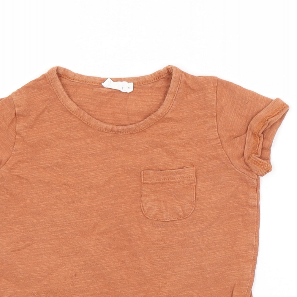 JAMIE KAY Boys Brown  Cotton Basic T-Shirt Size 2 Years Crew Neck
