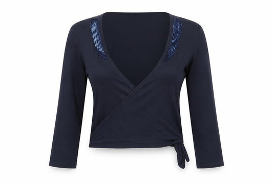 Front view of Marks & Spencer women’s blue v-neck cotton cardigan jumper, size UK 10