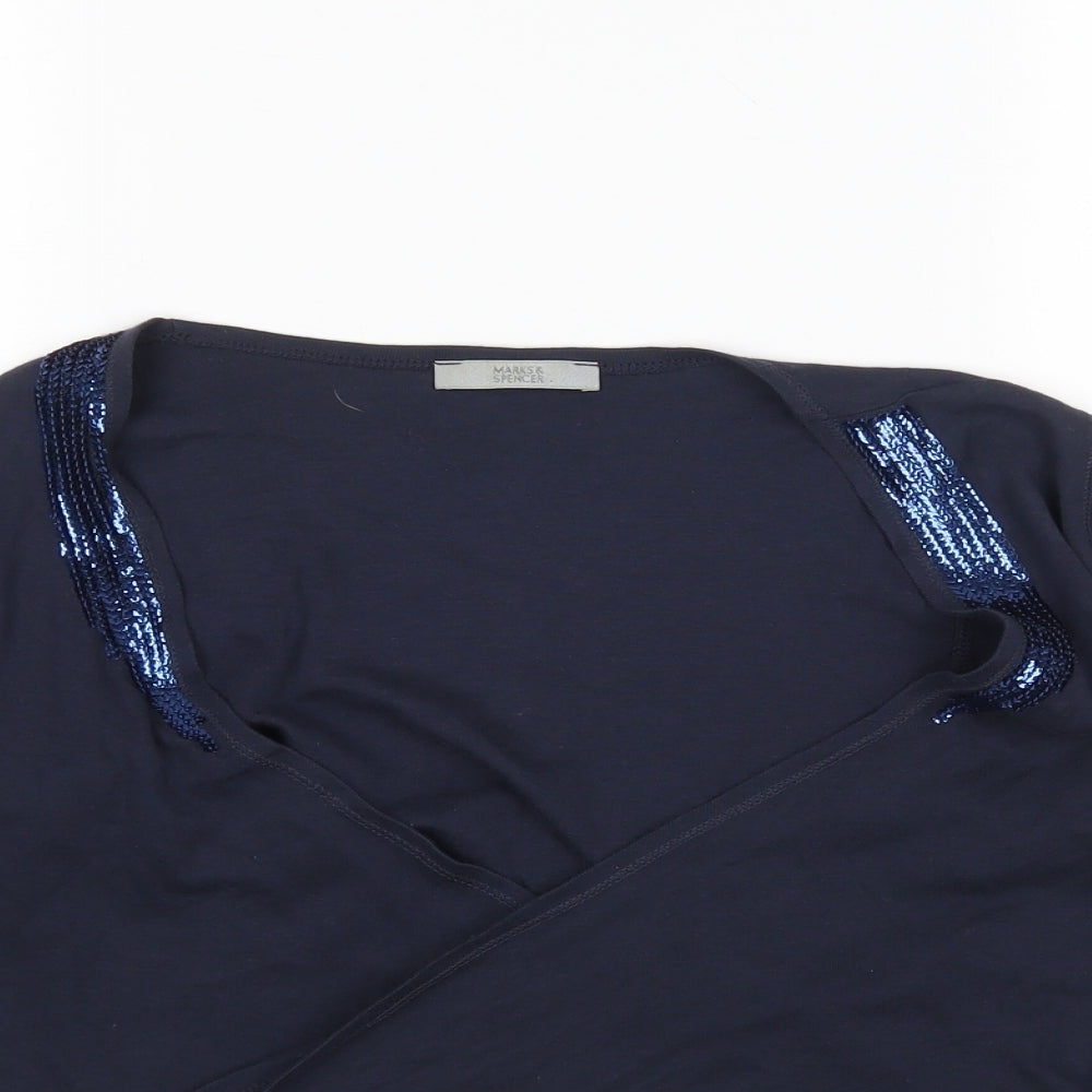 Womens UK Size 10 M&S Blue Cardigan Jumper