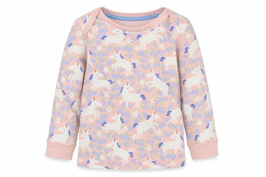 M&S Girls Multicoloured Floral Cotton  Pyjama Top Size 18-24 Months   - Unicorn