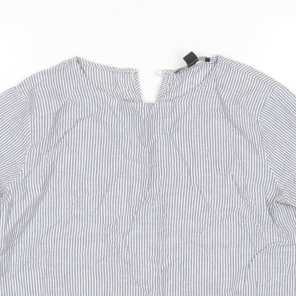 Primark Womens Multicoloured Striped Cotton Basic Blouse Size 10 Round Neck