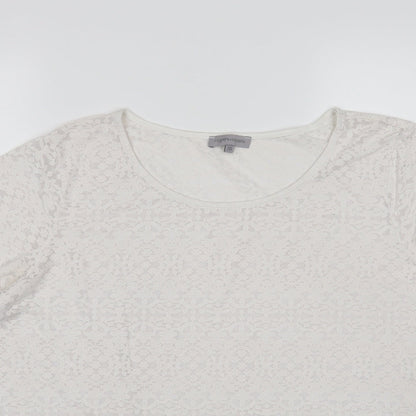 Matalan Womens White Floral Polyester Basic T-Shirt Size 20 Round Neck