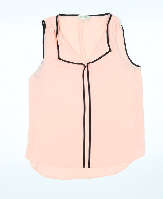 Papaya Womens Pink  Polyester Basic Blouse Size 10 V-Neck