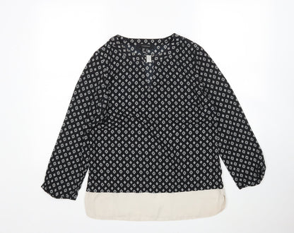 Atmosphere Womens Multicoloured Argyle/Diamond Polyester Basic Blouse Size 10 Round Neck