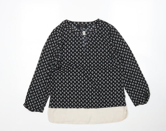 Atmosphere Womens Multicoloured Argyle/Diamond Polyester Basic Blouse Size 10 Round Neck
