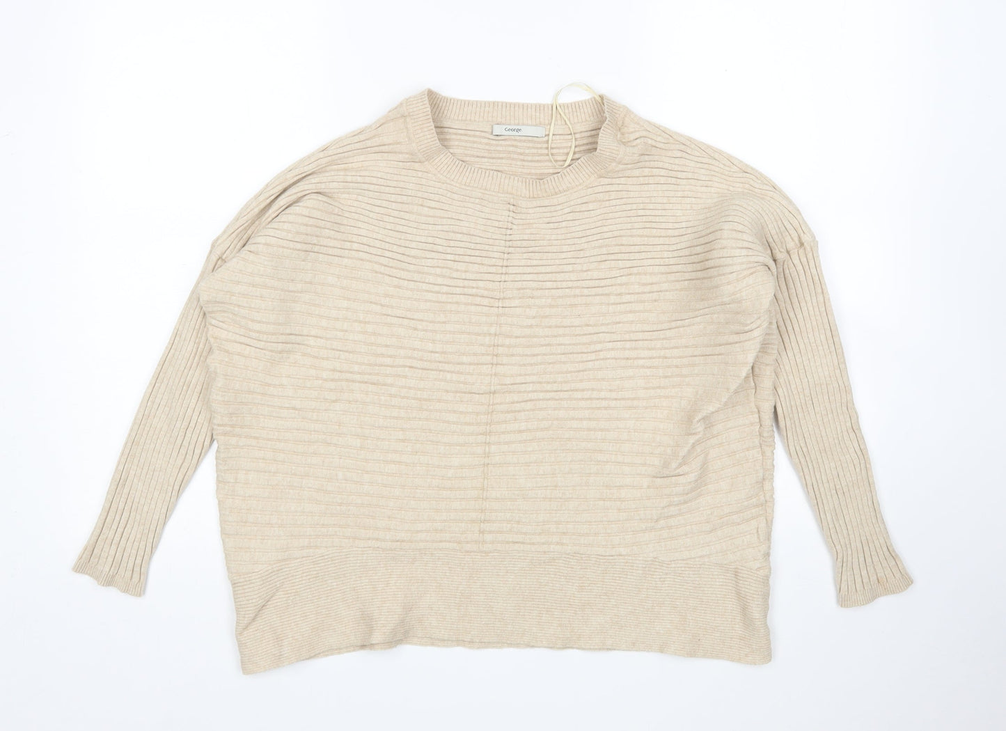 George Womens Beige Round Neck  Viscose Pullover Jumper Size XL